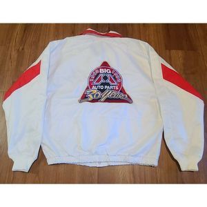 Vintage RARE Big A Auto Parts Jacket White Size Large - Made in USA - K-Products